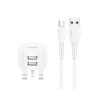 Usams Dual USB Ports Charger Kit Fast Charge Plug + Charging Cable
